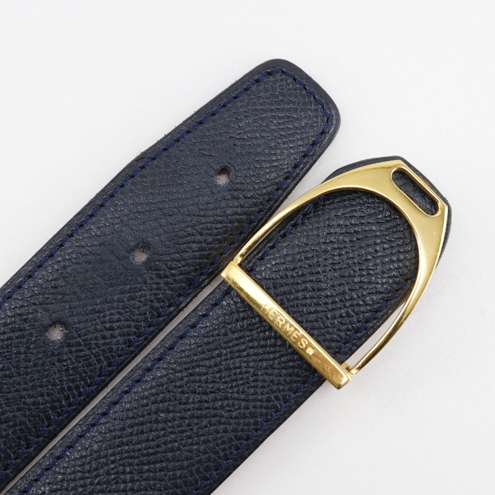 HERMES belt Plated Gold , Courchevel Black / red reversible Etrie 85