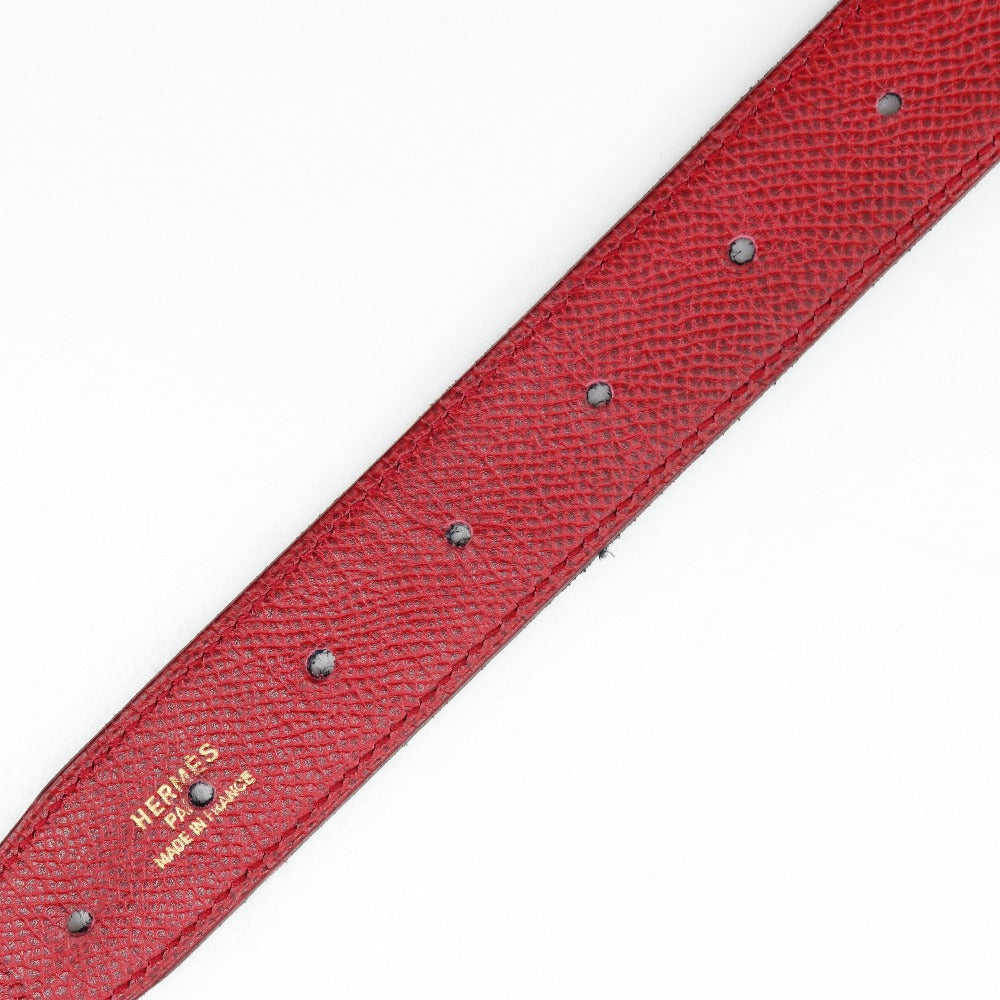 HERMES belt Plated Gold , Courchevel Black / red reversible Etrie 85
