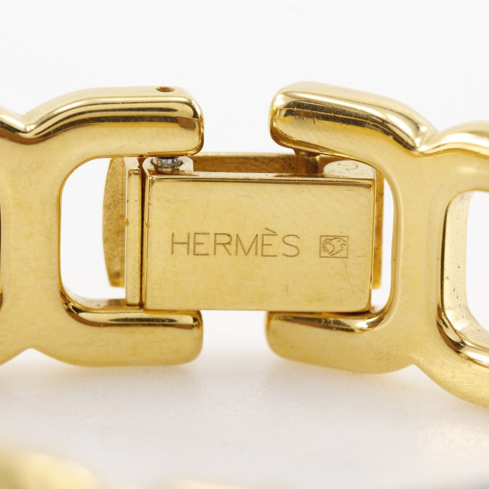 HERMES bracelet Calfskin , Plated Gold black vintage H logo