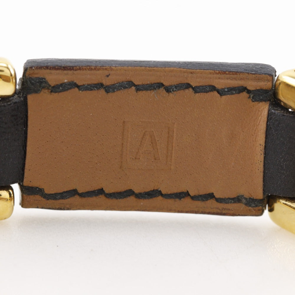 HERMES bracelet Calfskin , Plated Gold black vintage H logo