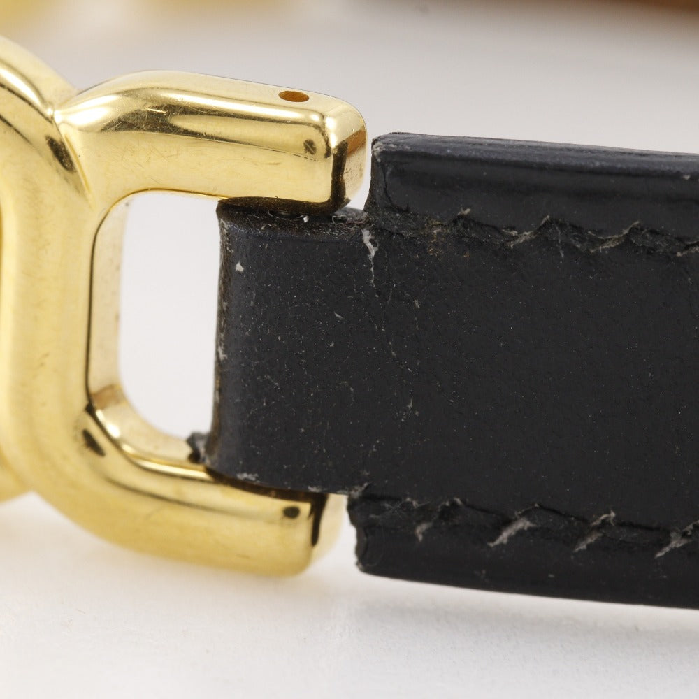 HERMES bracelet Calfskin , Plated Gold black vintage H logo