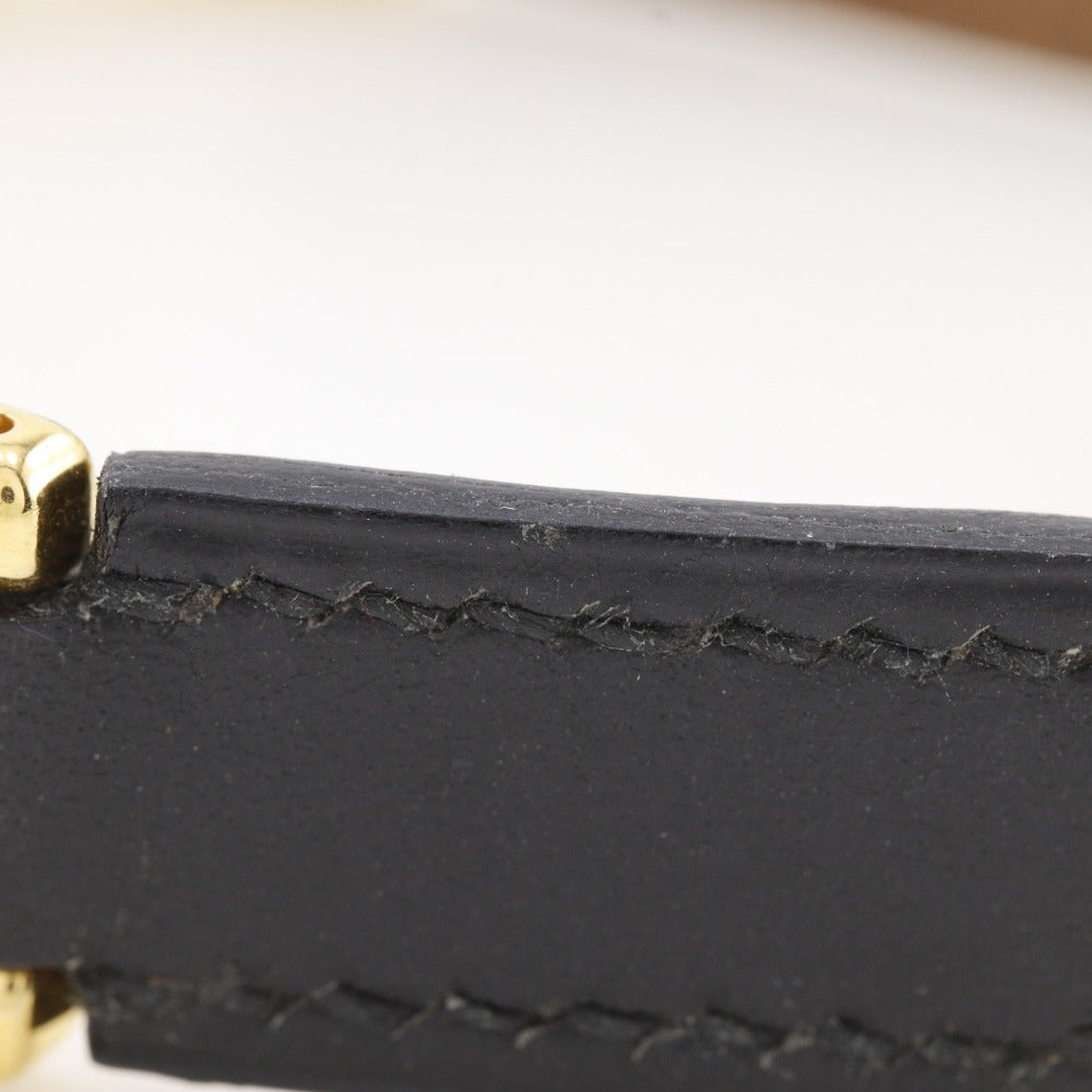 HERMES bracelet Calfskin , Plated Gold black vintage H logo