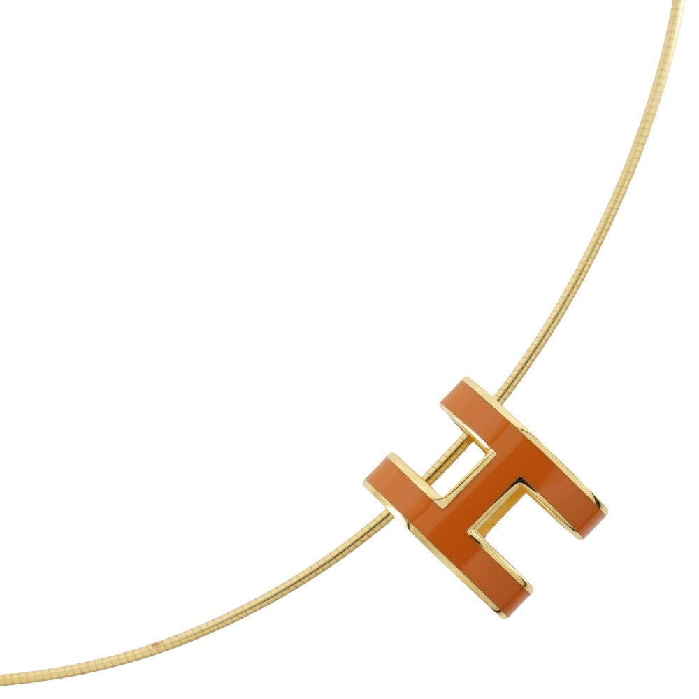 HERMES Necklace Silver925 Gold / orange wire Pop H