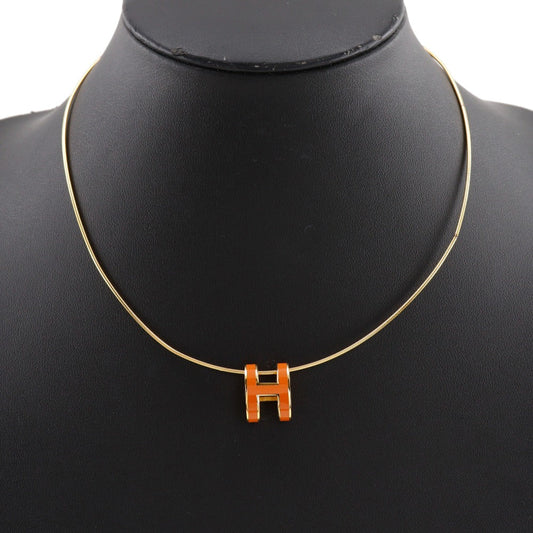 HERMES Necklace Silver925 Gold / orange wire Pop H