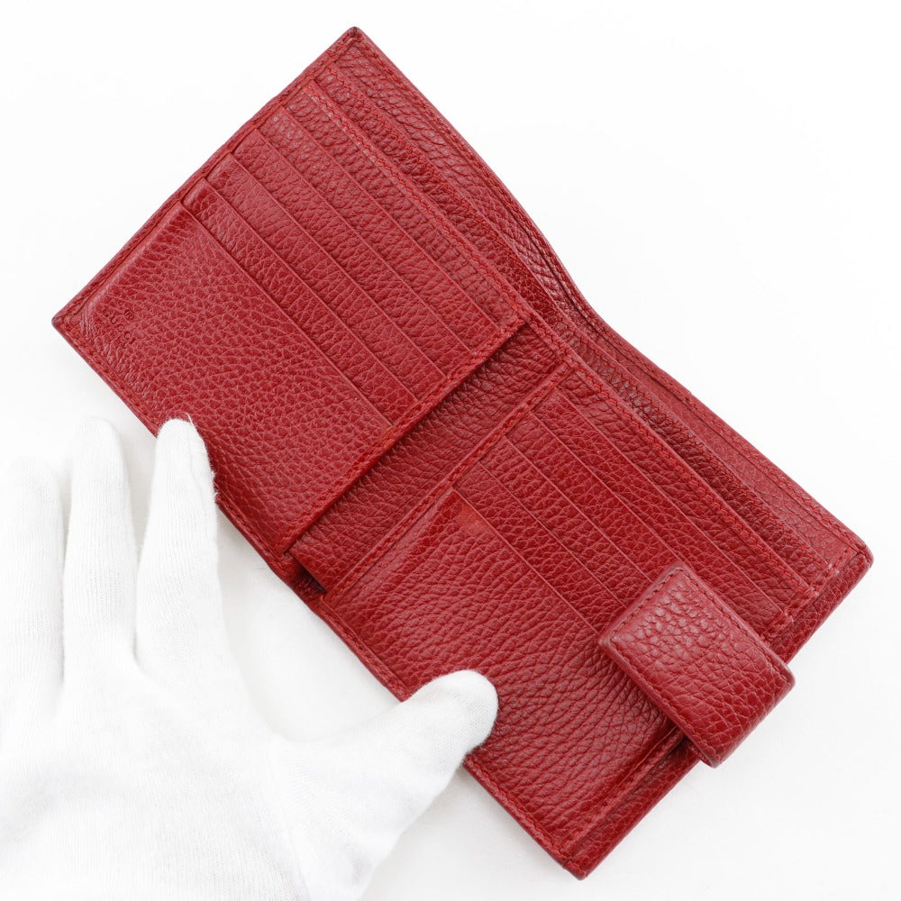 GUCCI Bifold Wallet 456122 leather Red GG Marmont