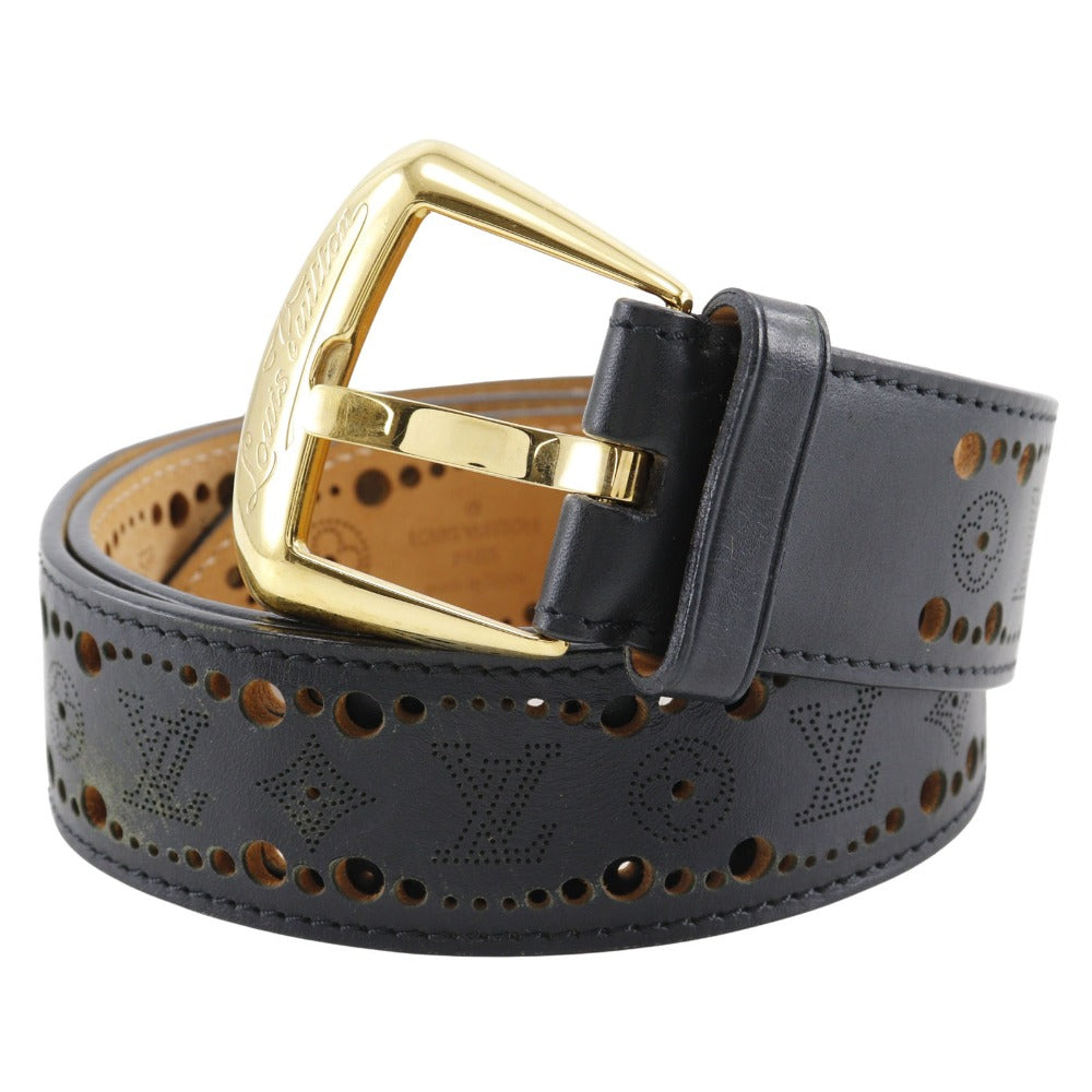 LOUIS VUITTON belt M9679 leather black Nomad Monogram Santur Phoenix 90