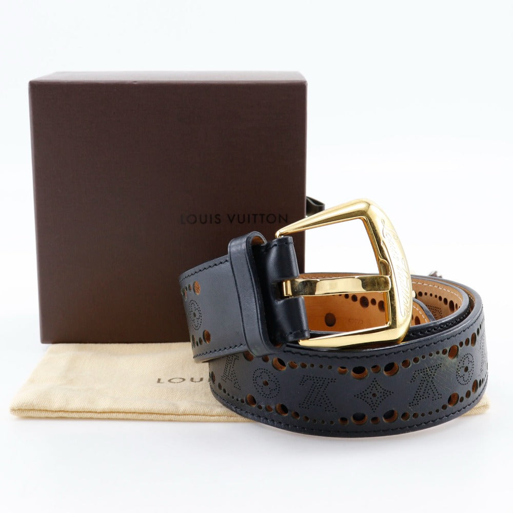 LOUIS VUITTON belt M9679 leather black Nomad Monogram Santur Phoenix 90