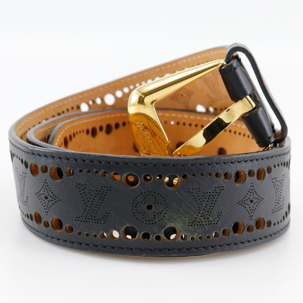 LOUIS VUITTON belt M9679 leather black Nomad Monogram Santur Phoenix 90
