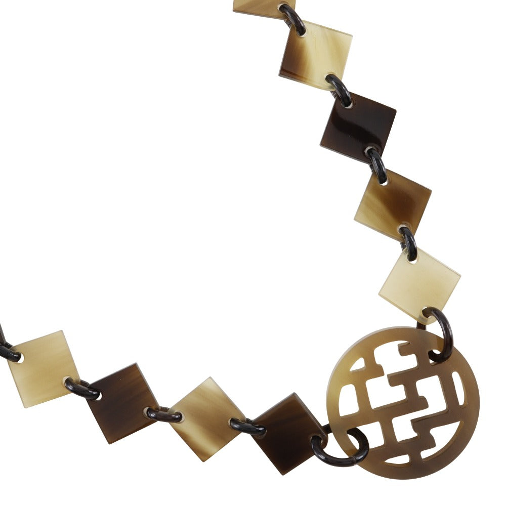 HERMES Necklace Buffalo horn Brown Diva