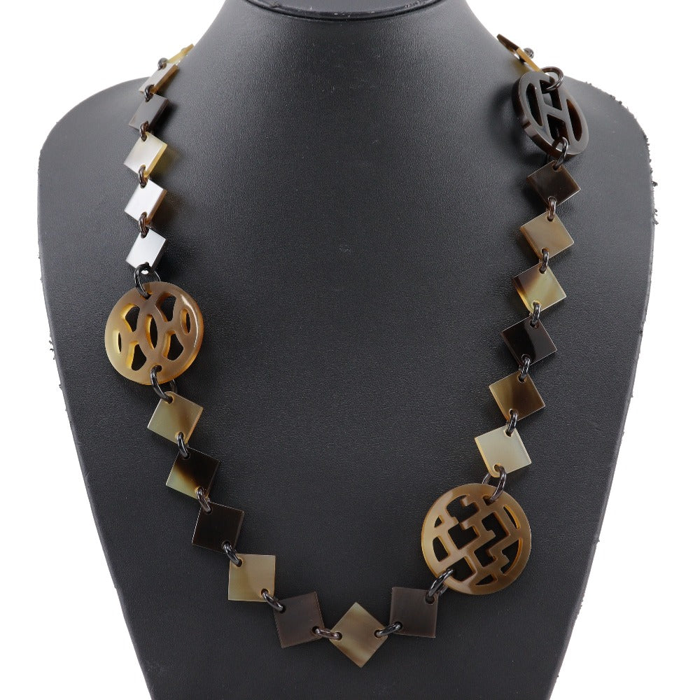 HERMES Necklace Buffalo horn Brown Diva