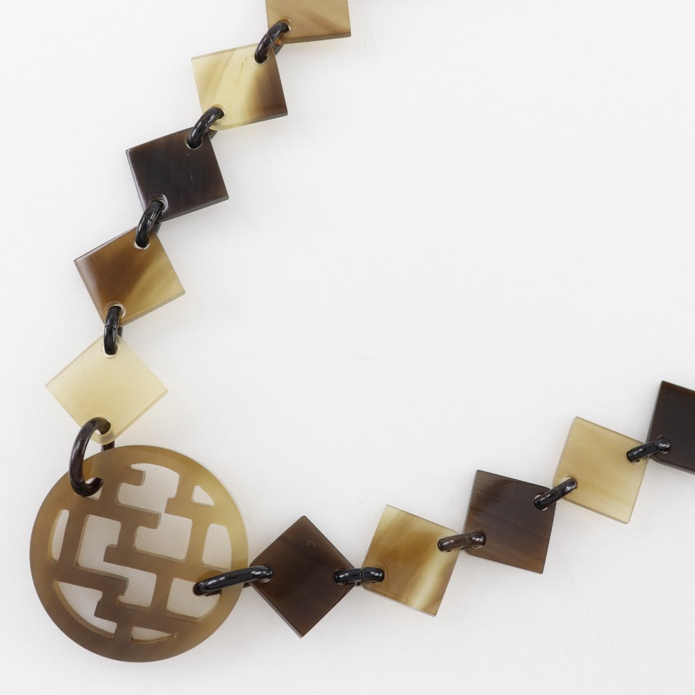 HERMES Necklace Buffalo horn Brown Diva