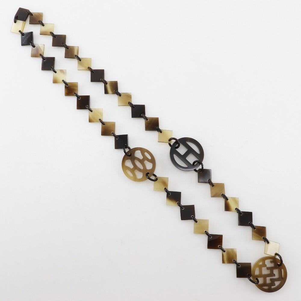 HERMES Necklace Buffalo horn Brown Diva