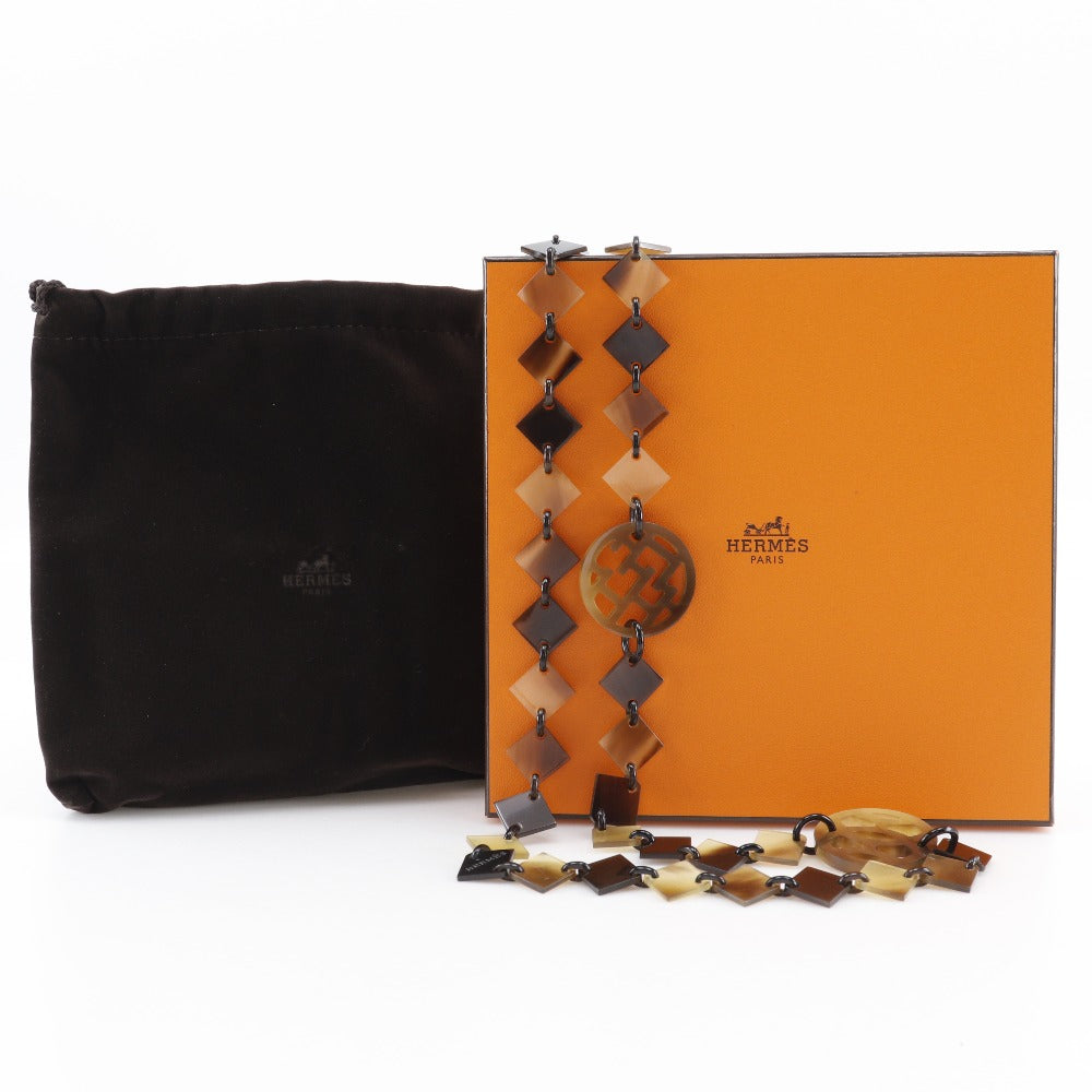 HERMES Necklace Buffalo horn Brown Diva