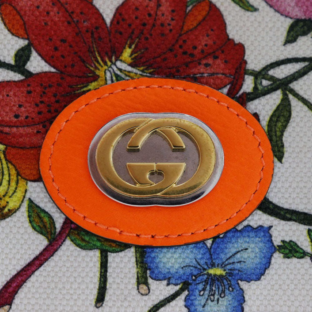 GUCCI Shoulder Bag 550147 Canvas, Leather Orange Floral GG Flora
