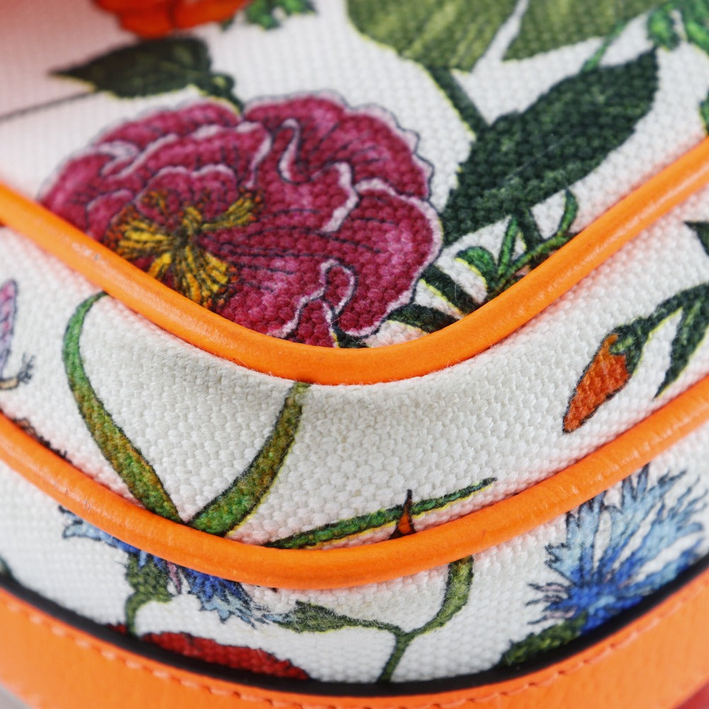 GUCCI Shoulder Bag 550147 Canvas, Leather Orange Floral GG Flora