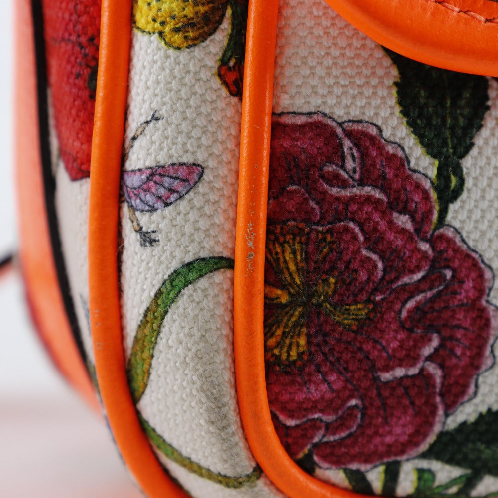 GUCCI Shoulder Bag 550147 Canvas, Leather Orange Floral GG Flora