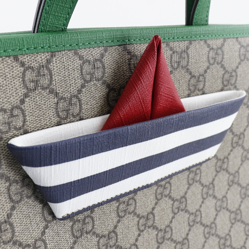 GUCCI Handbag 605662 GG Supreme Canvas Brown / green Children's Boat Tote Bag