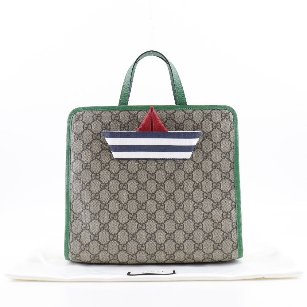 GUCCI Handbag 605662 GG Supreme Canvas Brown / green Children's Boat Tote Bag