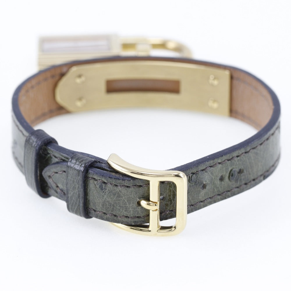 HERMES Watches Quartz Plated Gold , Leather gold Kelly White dial Women Used