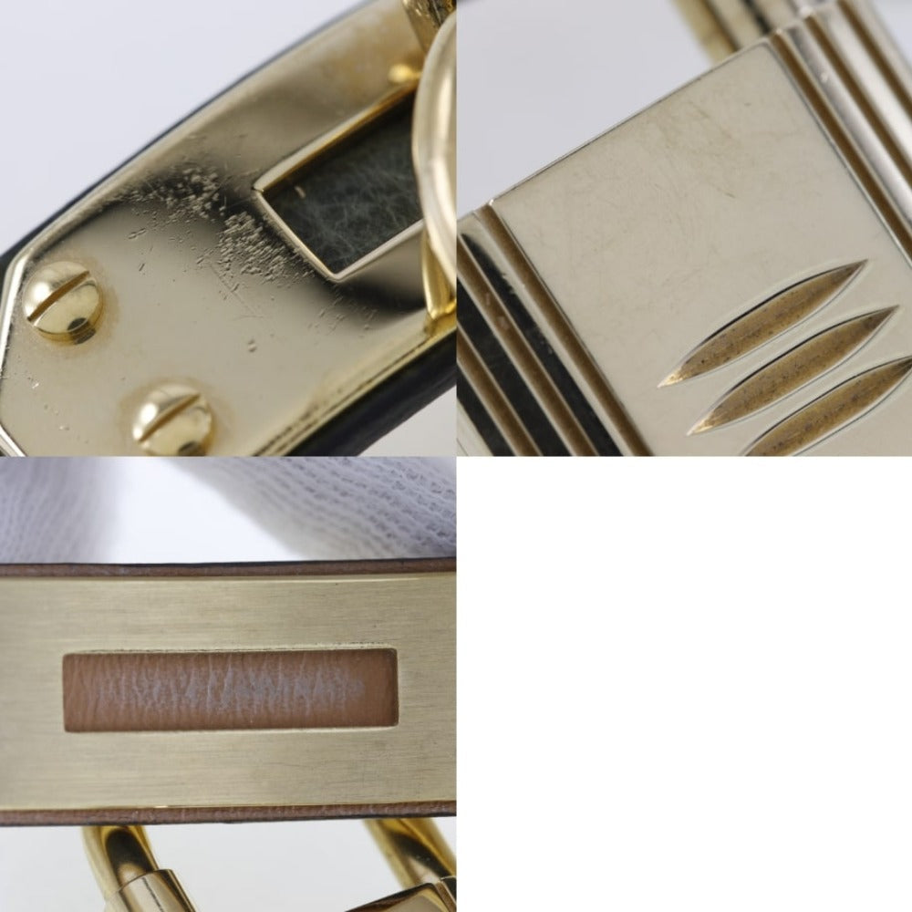 HERMES Watches Quartz Plated Gold , Leather gold Kelly White dial Women Used