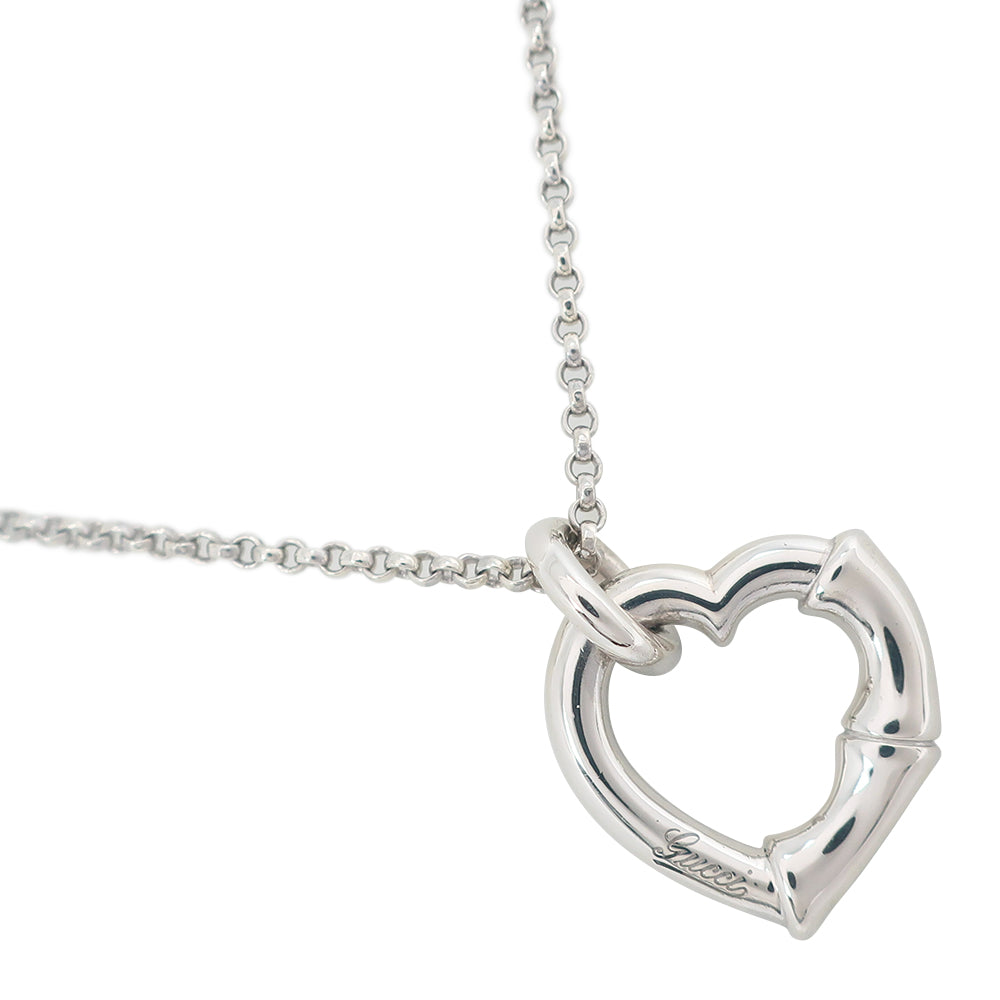 GUCCI Necklace Silver925 Silver Bamboo Heart Women Used