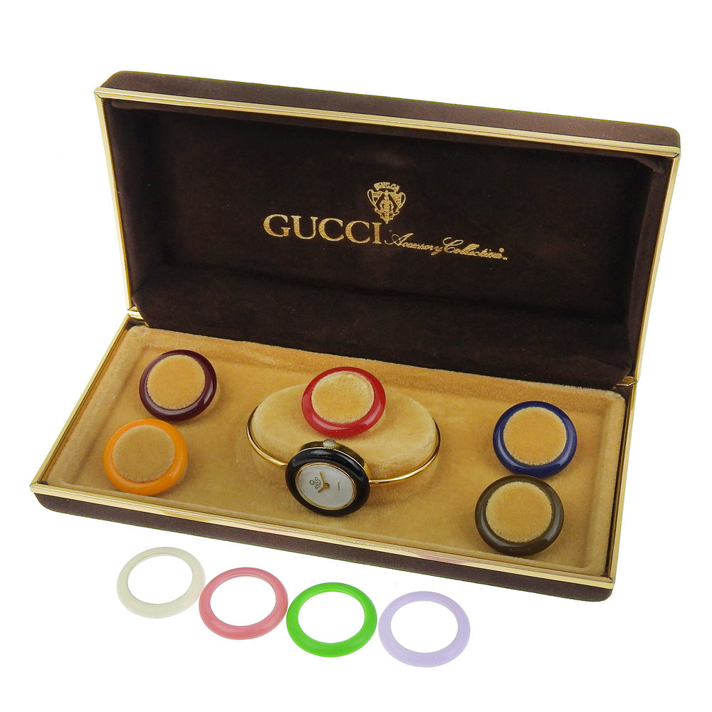 GUCCI Watches Quartz Plated Gold gold Change bezel White dial