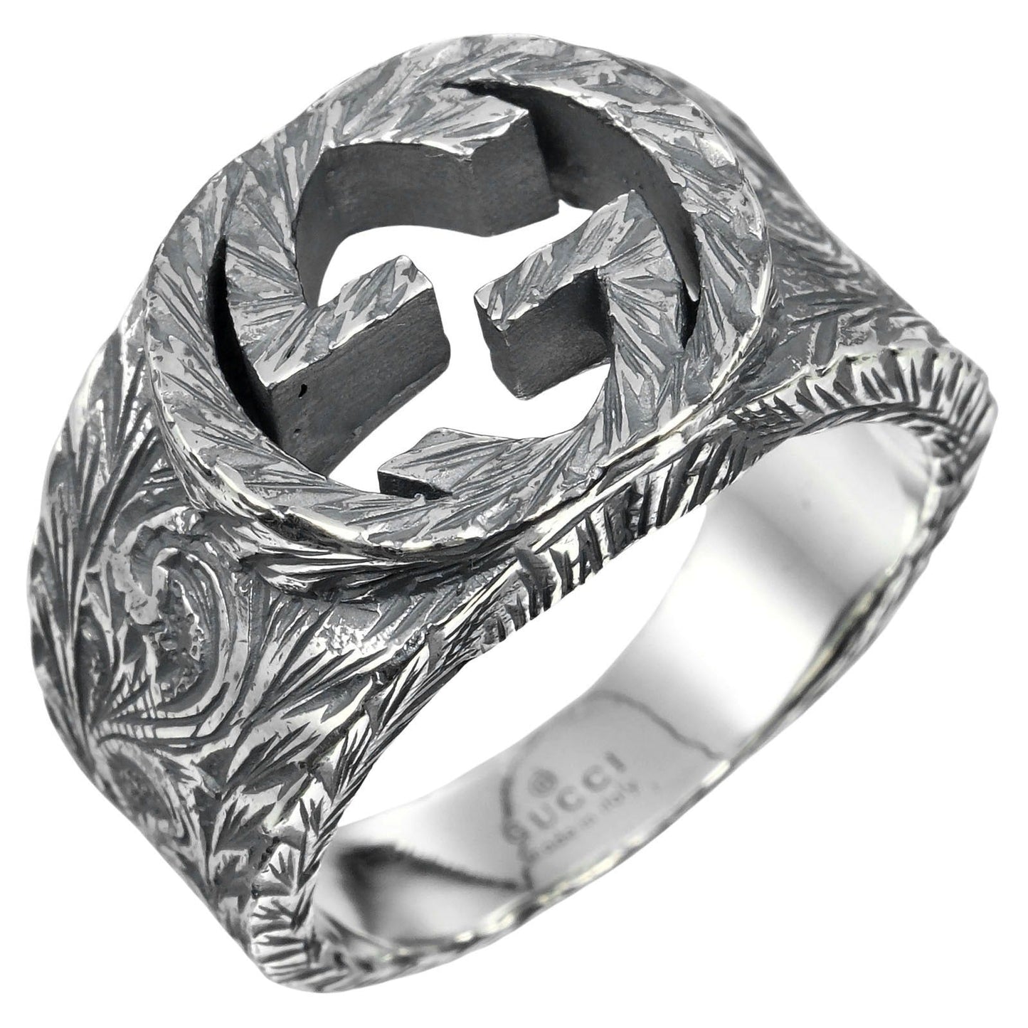GUCCI Ring Silver925 Silver Interlocking G Arabesque mens 19 Used