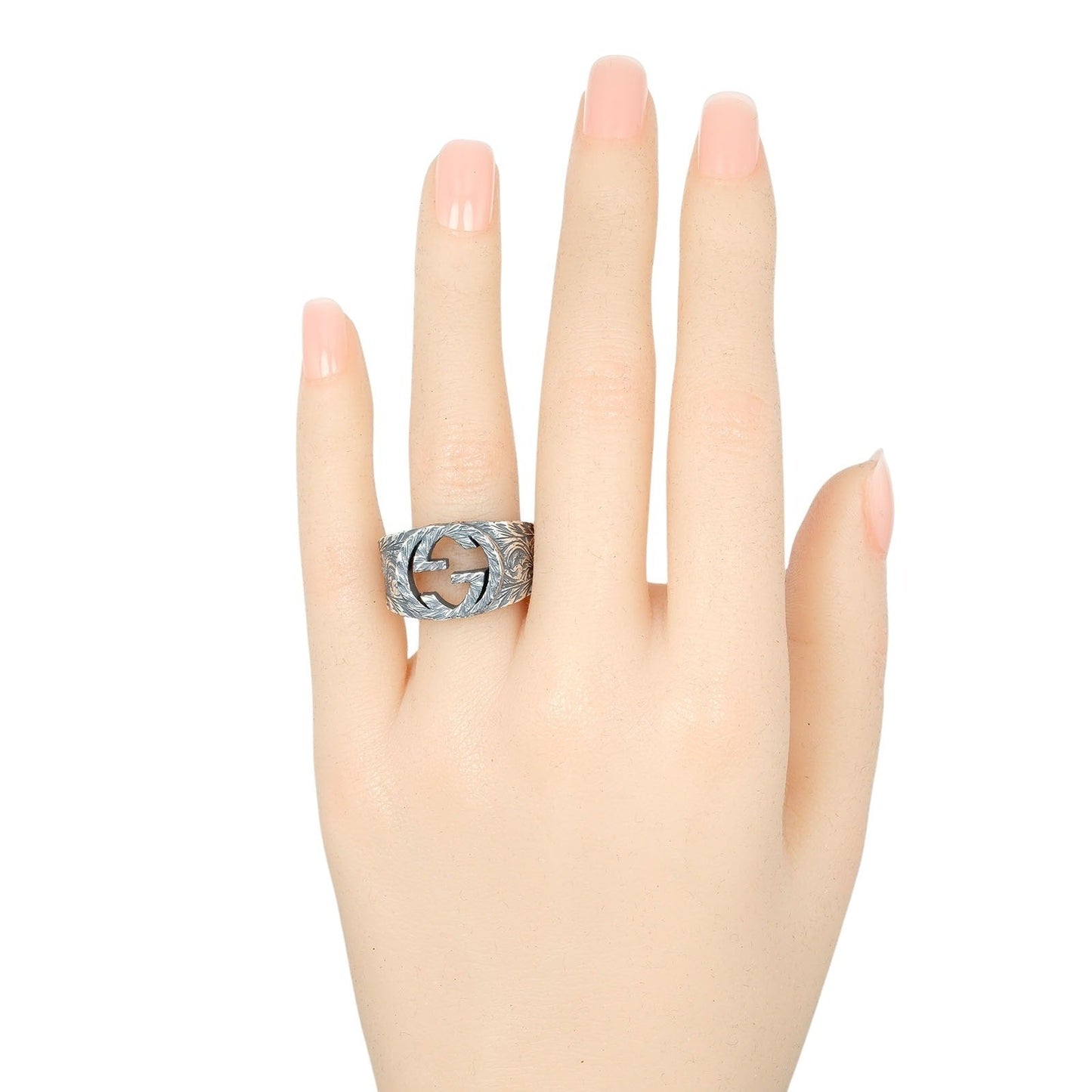 GUCCI Ring Silver925 Silver Interlocking G Arabesque mens 19 Used