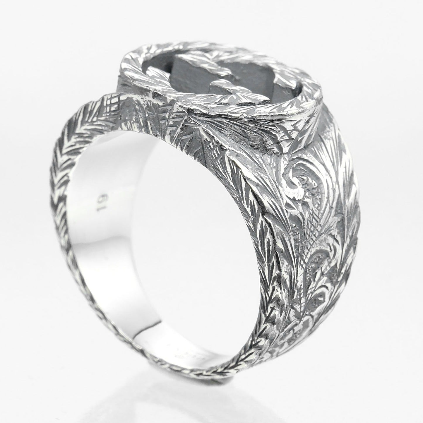 GUCCI Ring Silver925 Silver Interlocking G Arabesque mens 19 Used