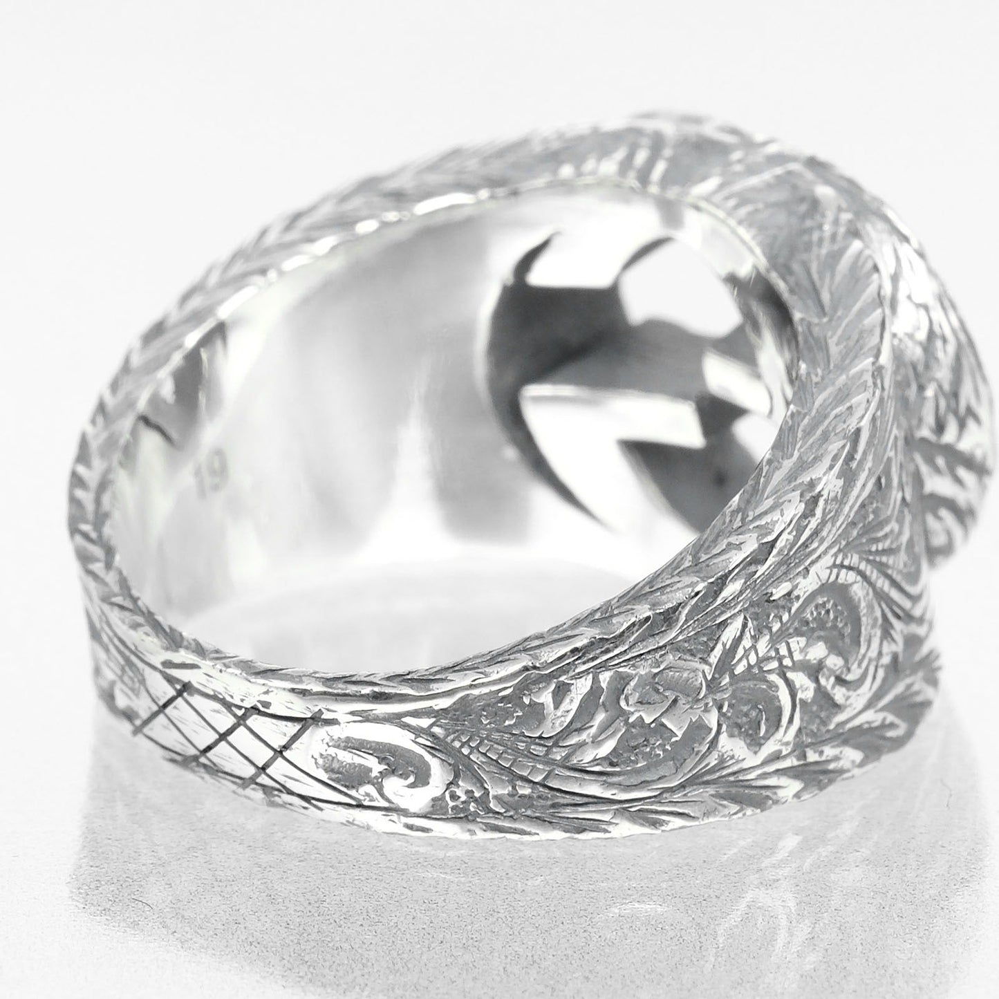 GUCCI Ring Silver925 Silver Interlocking G Arabesque mens 19 Used
