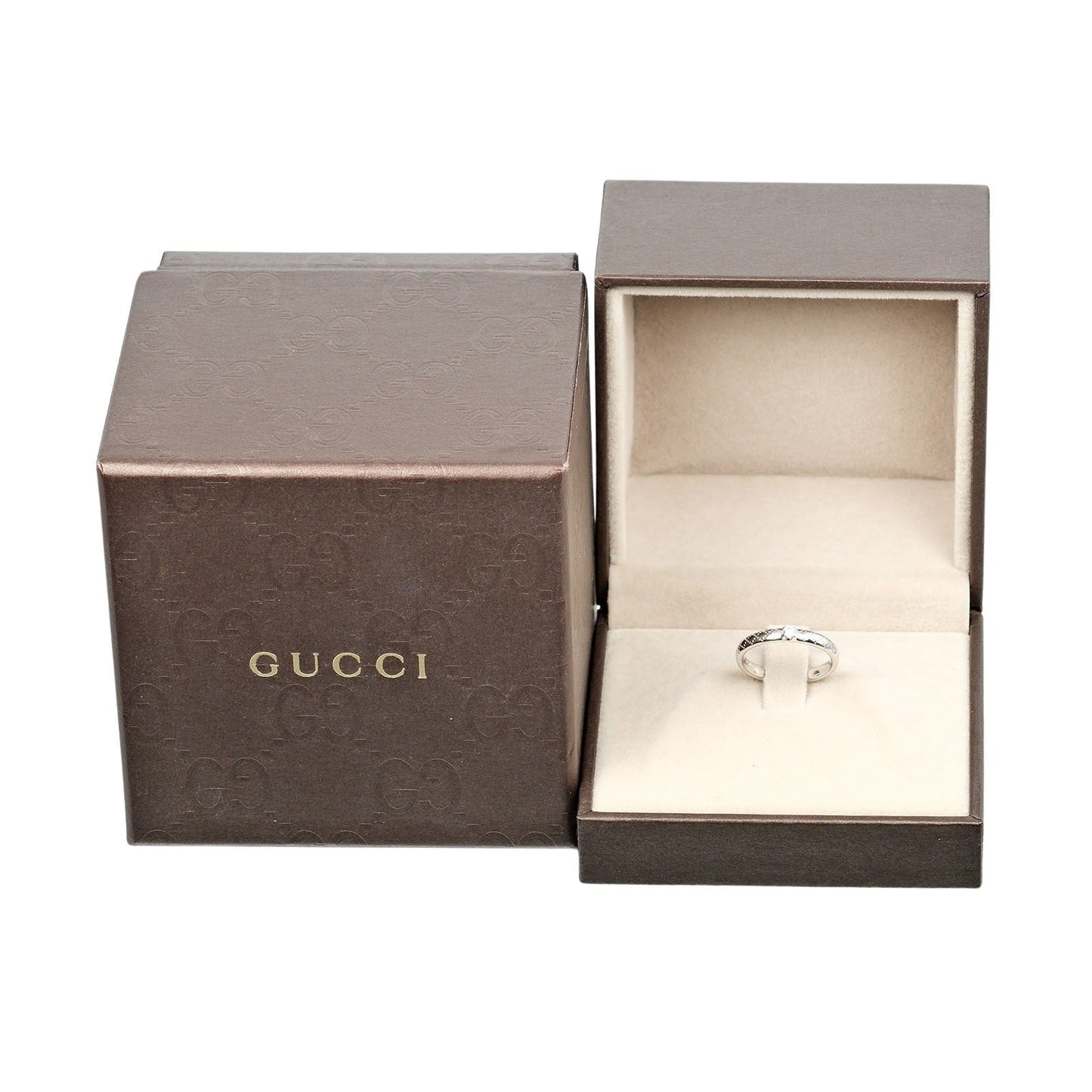 GUCCI Ring K18 White Gold, Diamond Silver Diamantissima Women 7 Used