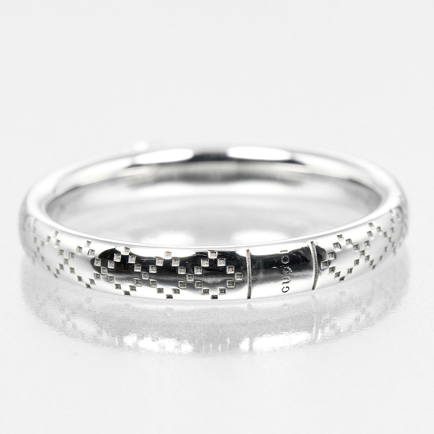 GUCCI Ring K18 White Gold, Diamond Silver Diamantissima Women 7 Used