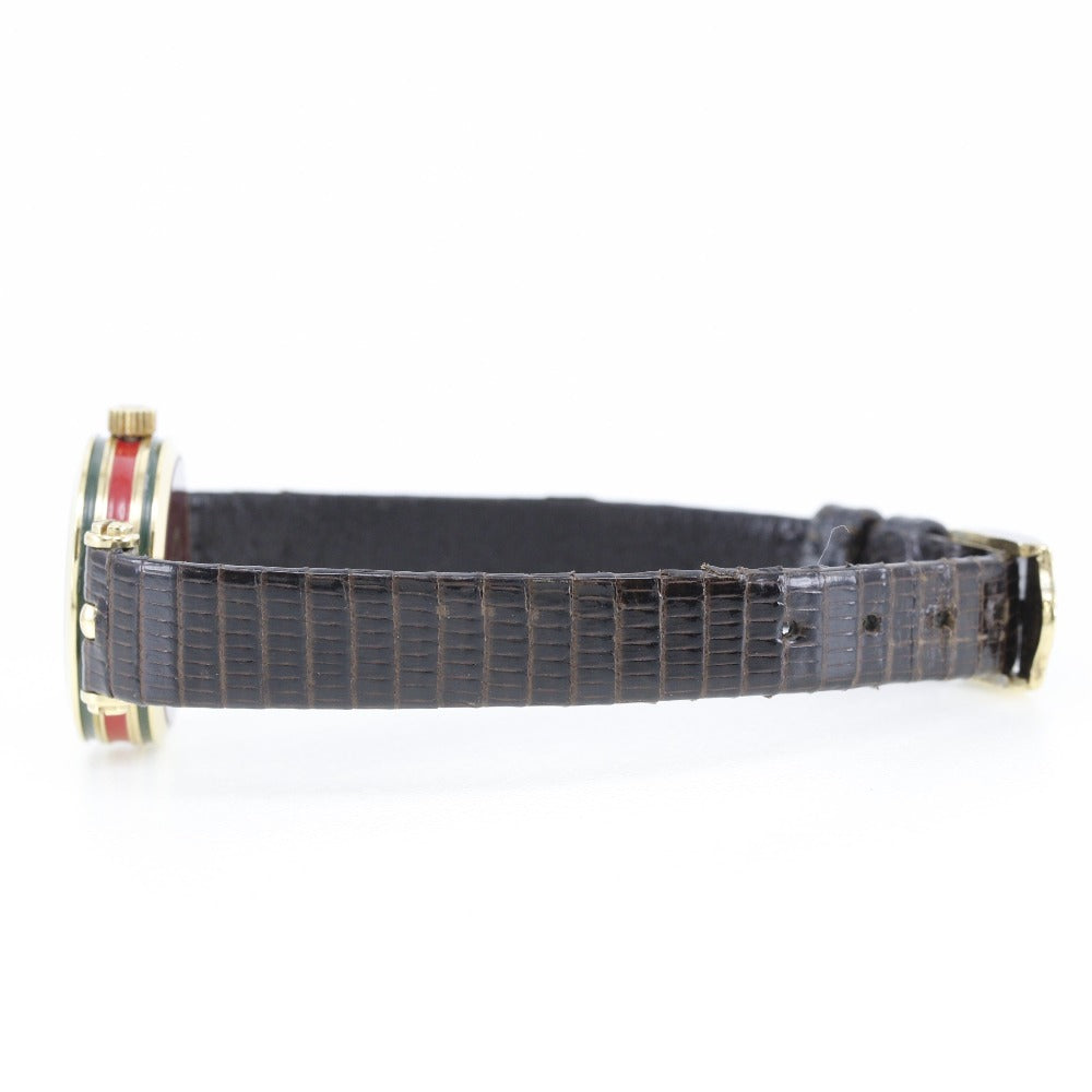 GUCCI Watches Quartz Plated Gold , Leather gold Sherry line Ivory dial Women Used