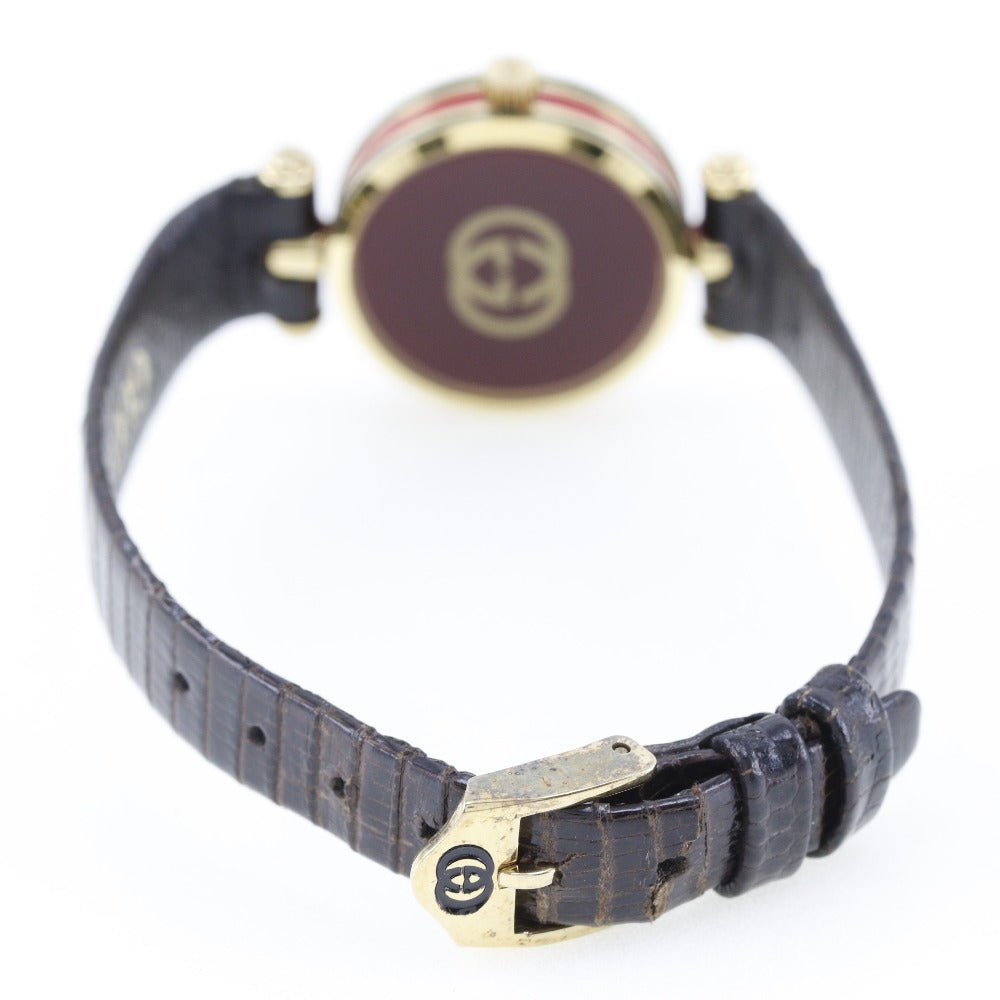 GUCCI Watches Quartz Plated Gold , Leather gold Sherry line Ivory dial Women Used
