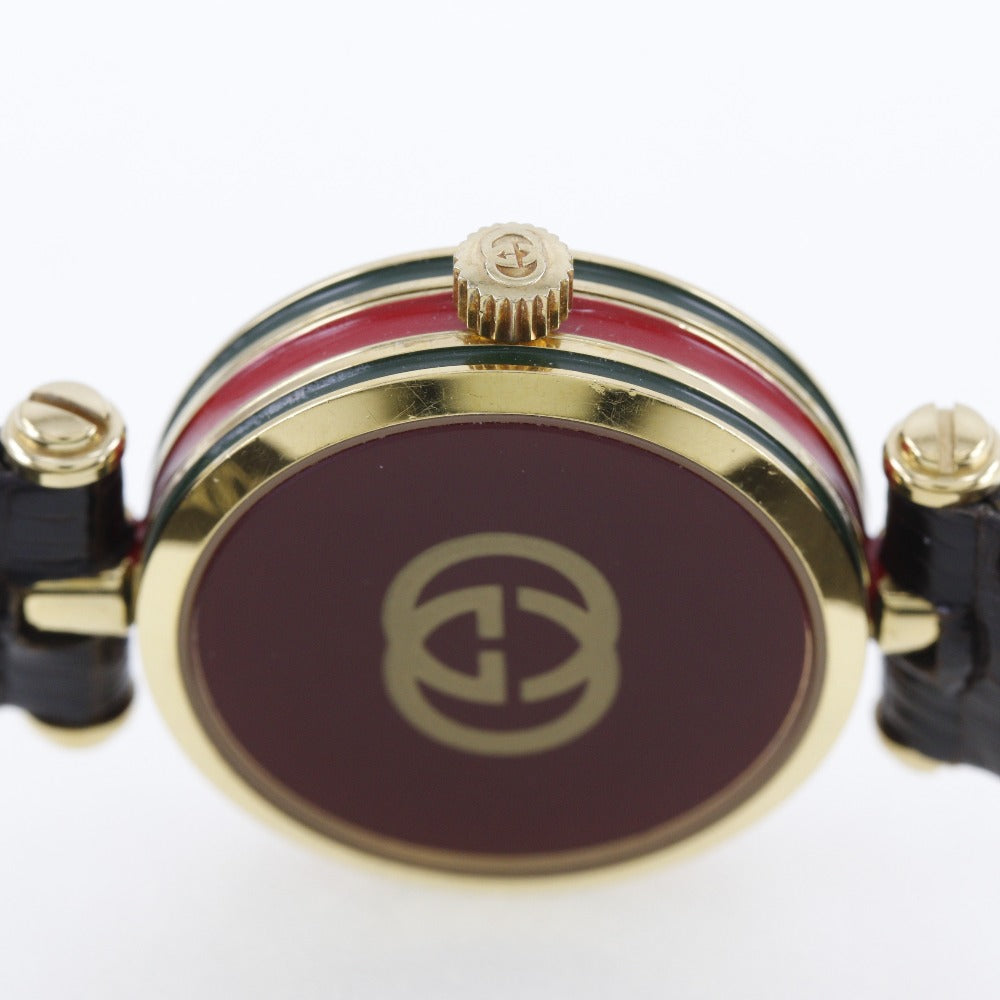 GUCCI Watches Quartz Plated Gold , Leather gold Sherry line Ivory dial Women Used