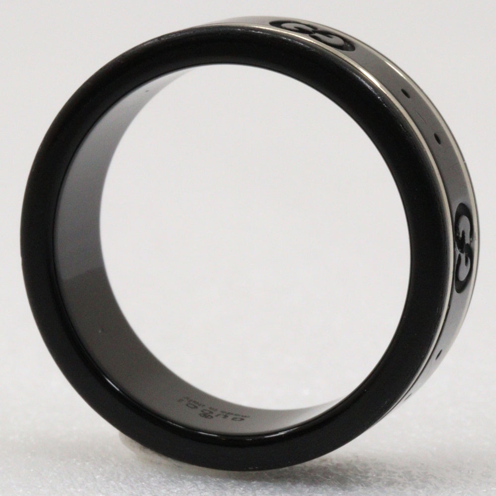 GUCCI Ring K18 White Gold, Corundum black Icon thin band unisex(Unisex) 15 Used