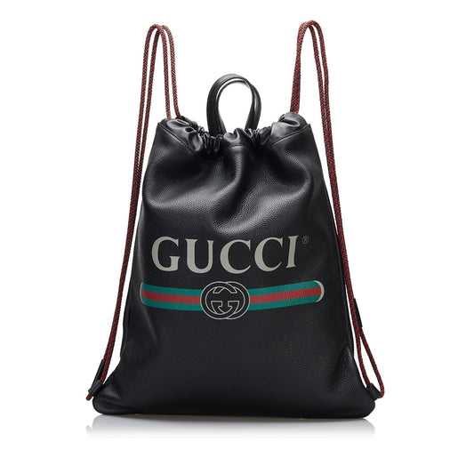 Gucci Logo Drawstring Backpack Black
