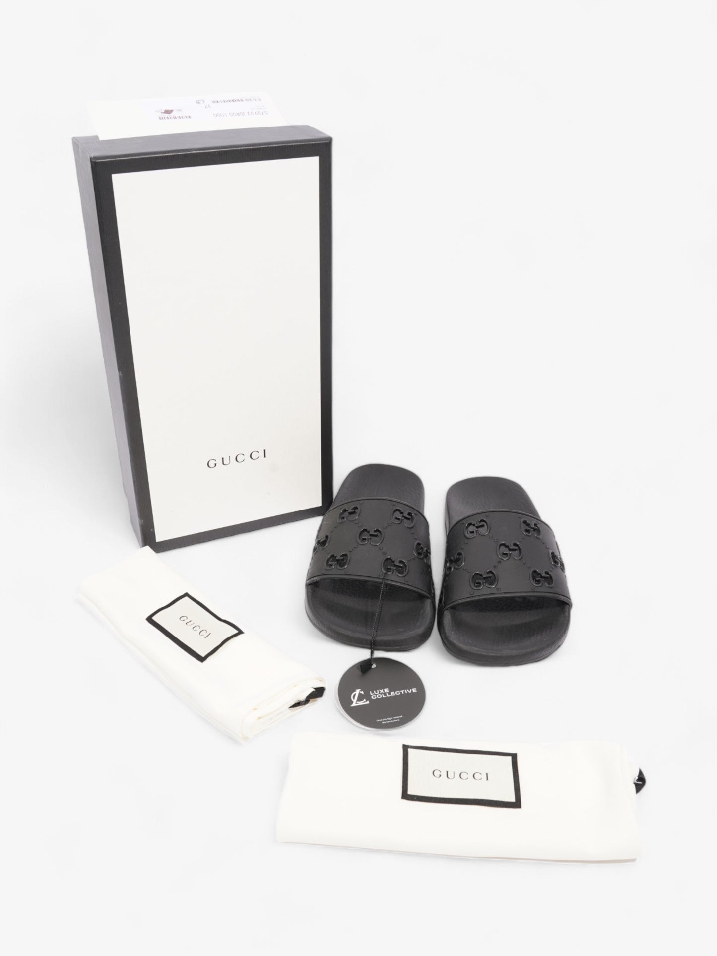 Gucci GG Slides Black Rubber EU 37 UK 4