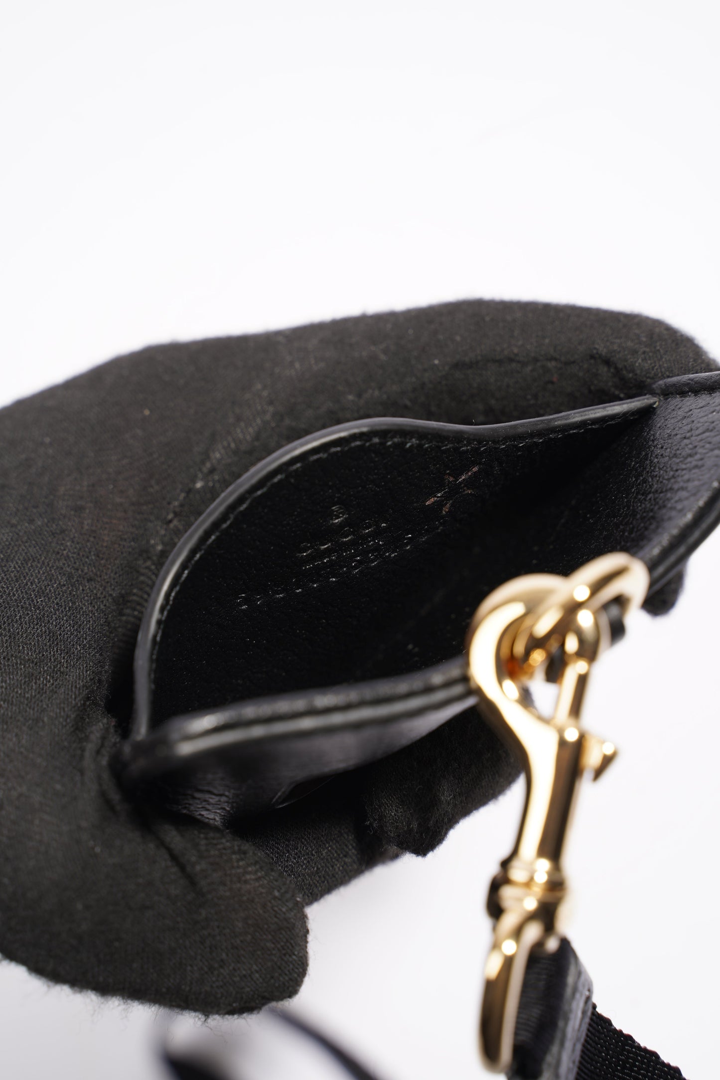 Gucci Card Holder/ ID Badge With Lanyard Black Leather