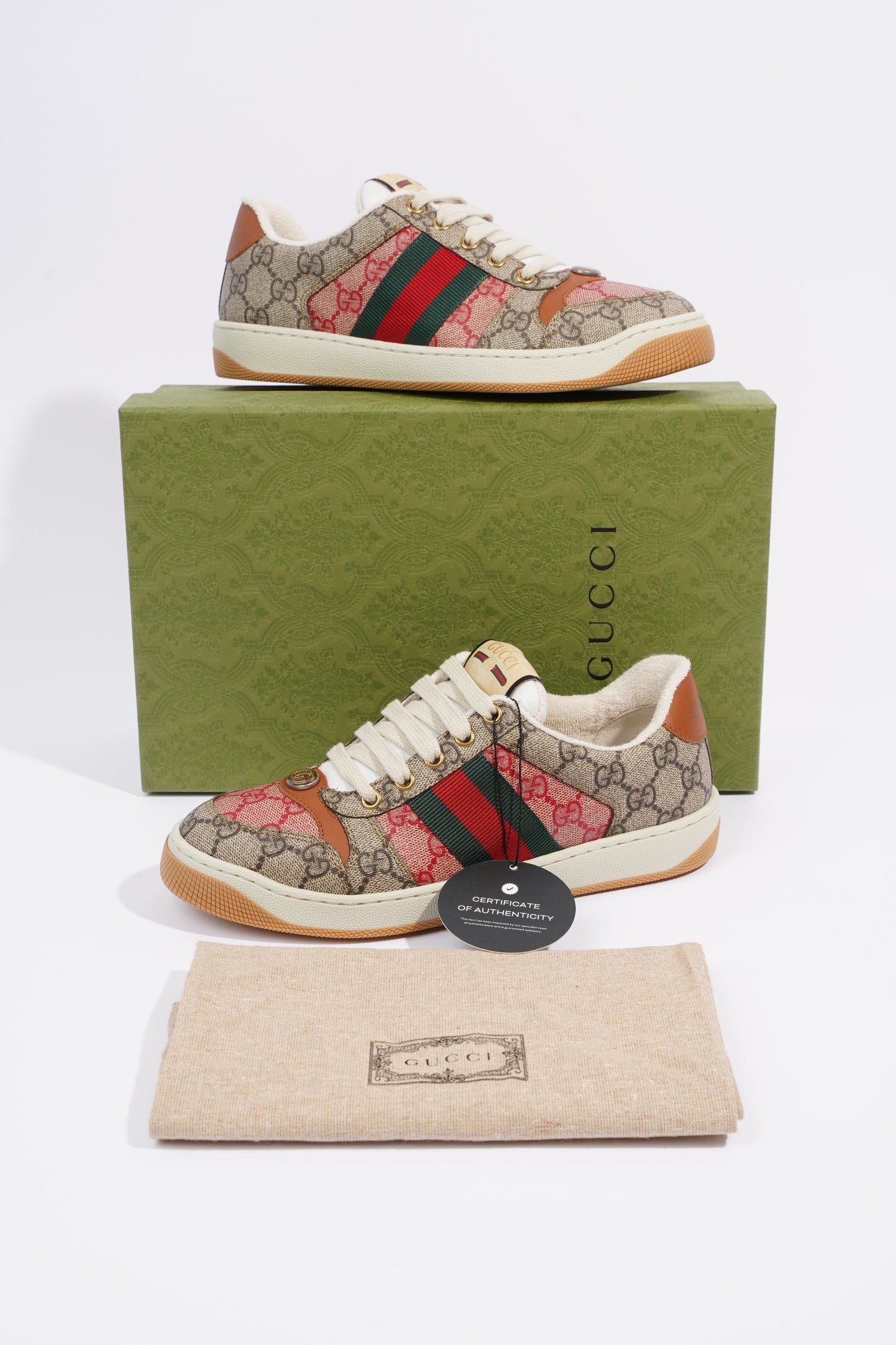 Gucci Screener Beige Monogram / Red Monogram / Brown Canvas EU 37 UK 4
