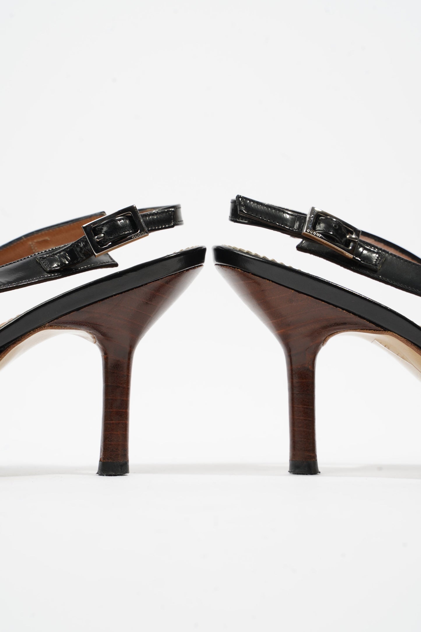 Gucci Slingback Heel 70 Black Leather EU 38 UK 5