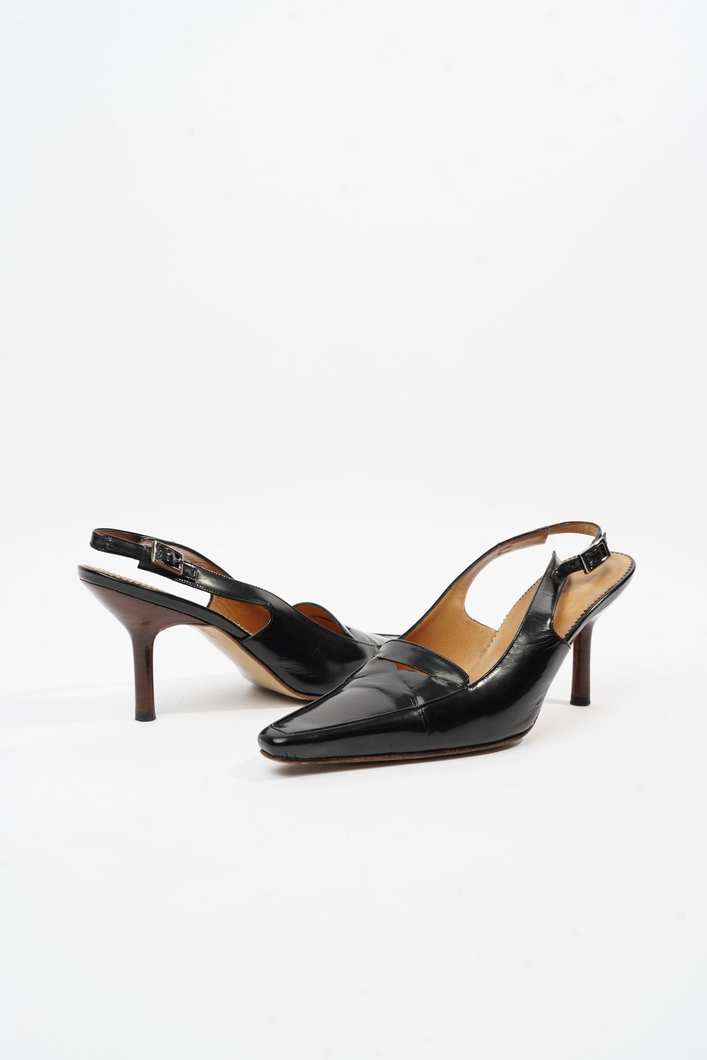 Gucci Slingback Heel 70 Black Leather EU 38 UK 5