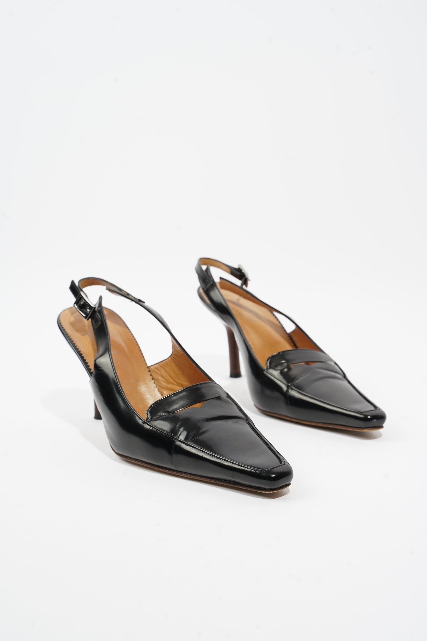 Gucci Slingback Heel 70 Black Leather EU 38 UK 5