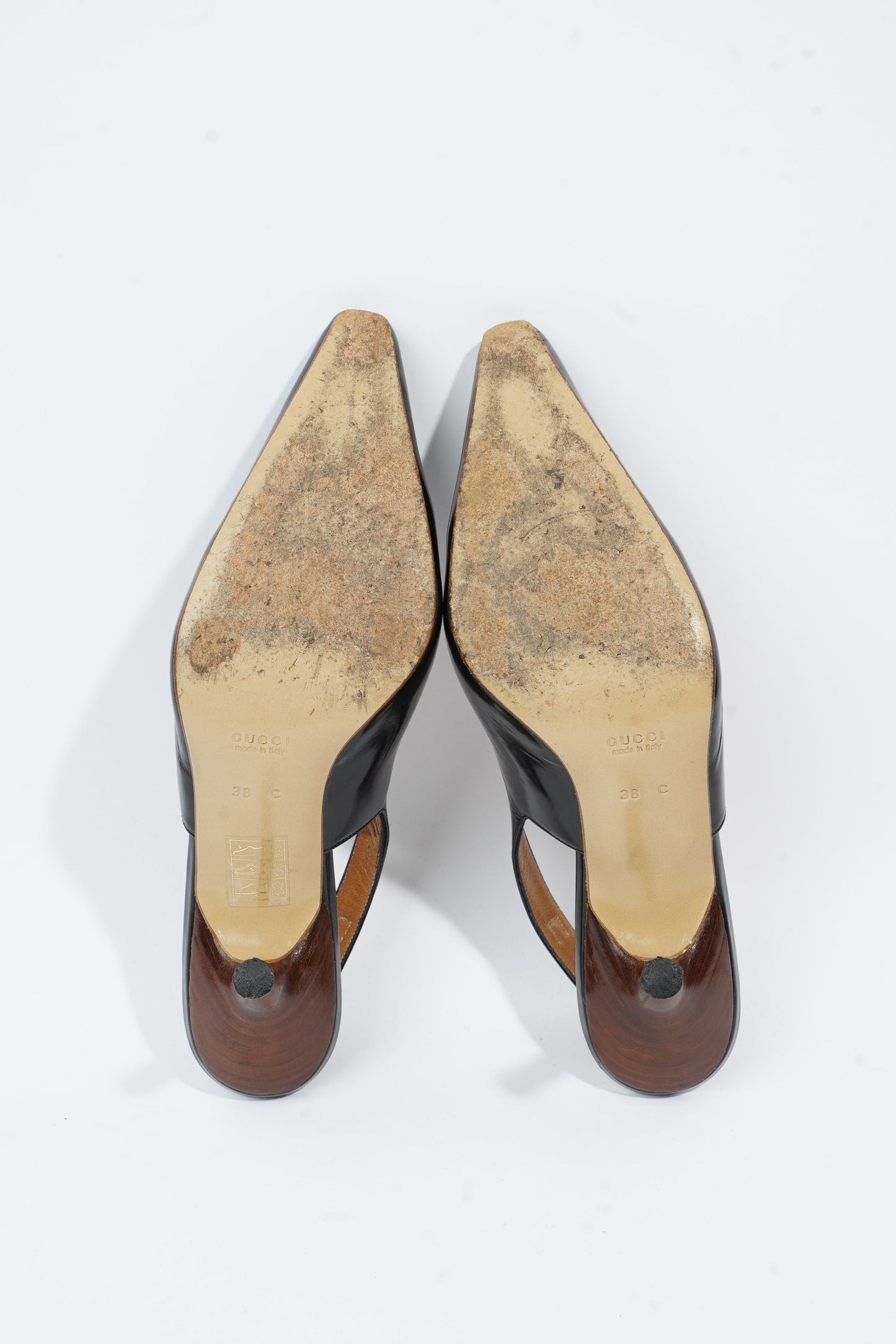 Gucci Slingback Heel 70 Black Leather EU 38 UK 5