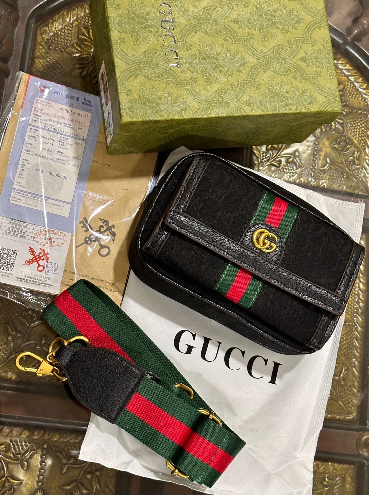 Gucci Ophidia Crossbody Bag For women(Black)
