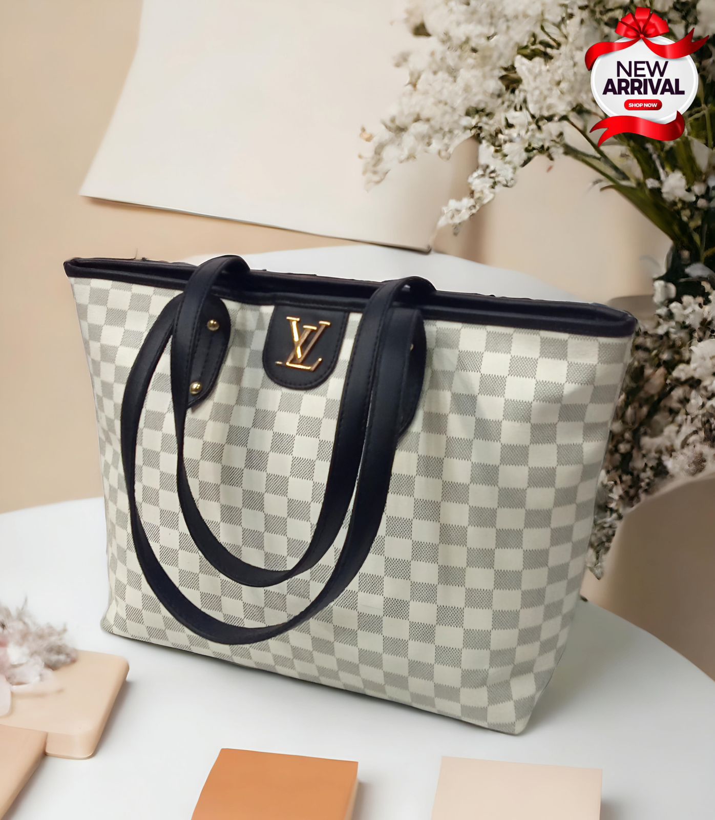 Louis Vuitton Big Size Tote Bag - Stylish Women's Shoulder Bag (White / Black)