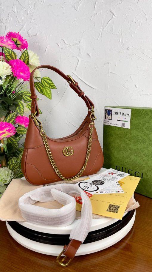 Gucci High-Quality Women Bag – Stylish Crossbody with Brand Accessories (Camel Brown)
