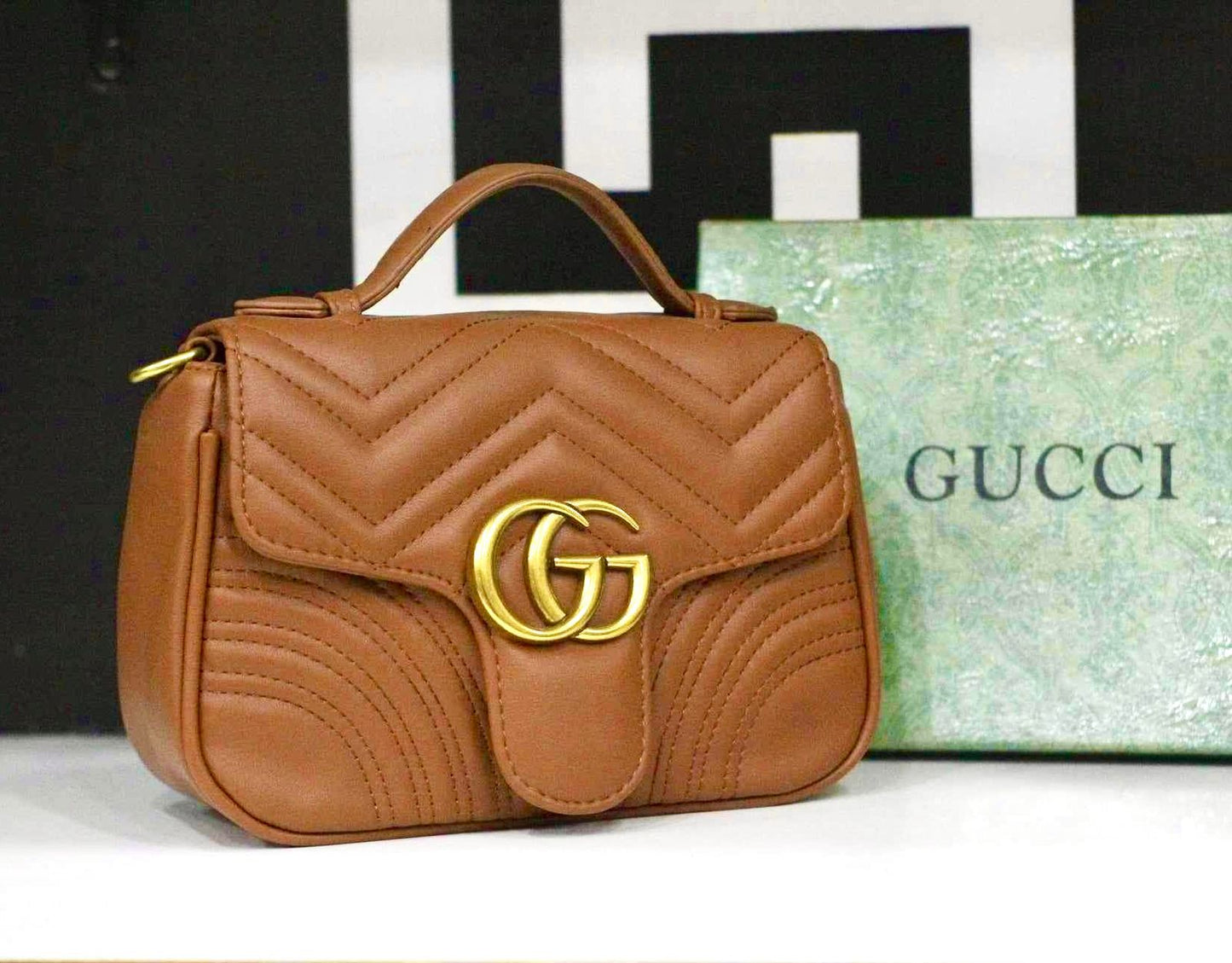 GUCCI GG Marmont Mini Top Handle Sling Bag (brown 2)
