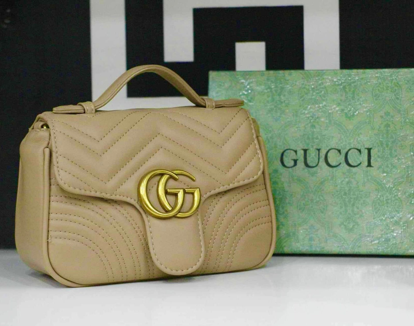 GUCCI GG Marmont Mini Top Handle Sling Bag (brown 1)