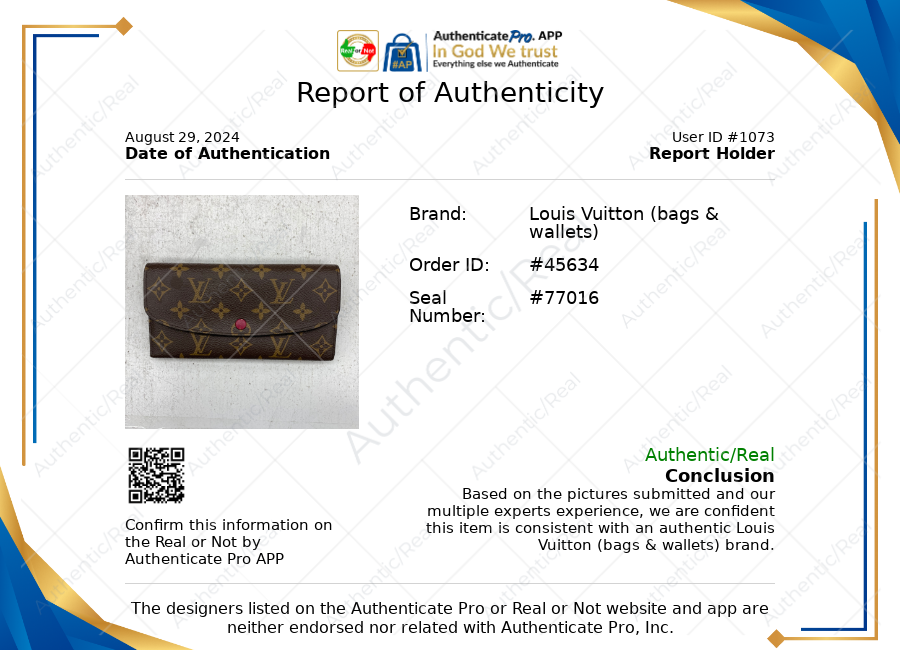 Brown WALLET Luxury DESIGNER by Louis Vuitton Size:MEDIUM